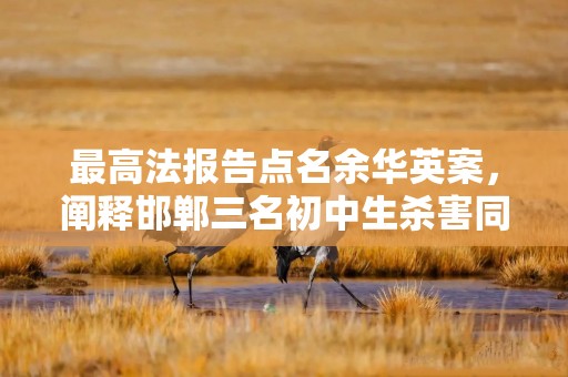 最高法报告点名余华英案，阐释邯郸三名初中生杀害同学案
