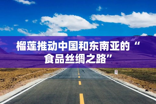 榴莲推动中国和东南亚的“食品丝绸之路”