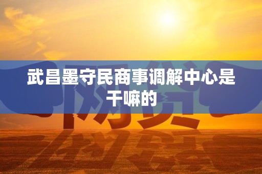 武昌墨守民商事调解中心是干嘛的
