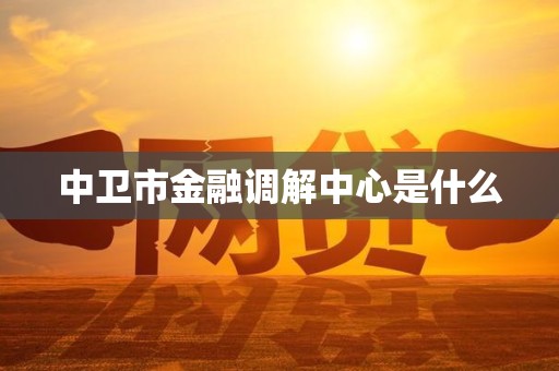 中卫市金融调解中心是什么