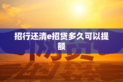 招行还清e招贷多久可以提额