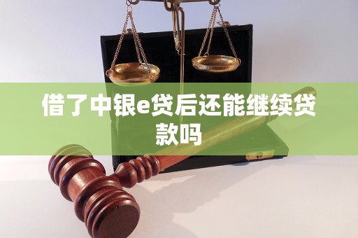 借了中银e贷后还能继续贷款吗