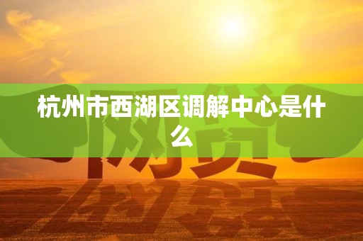 杭州市西湖区调解中心是什么