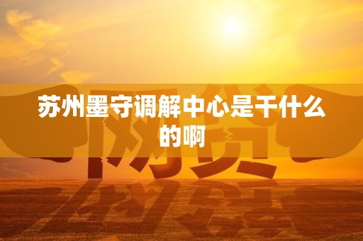 苏州墨守调解中心是干什么的啊