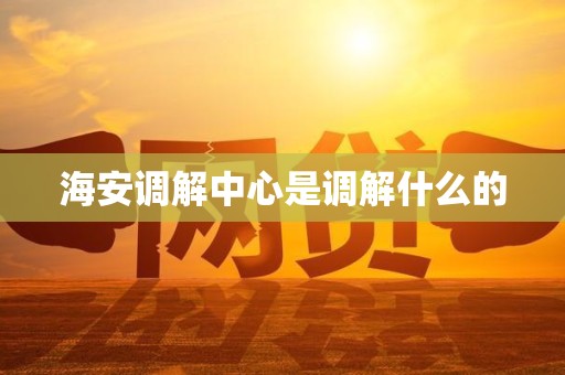 海安调解中心是调解什么的