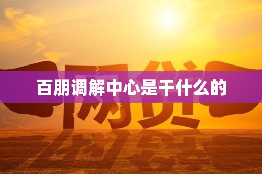 百朋调解中心是干什么的