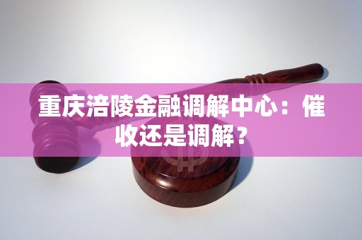 重庆涪陵金融调解中心：催收还是调解？