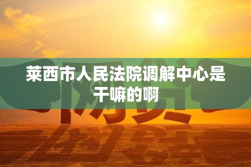 莱西市人民法院调解中心是干嘛的啊