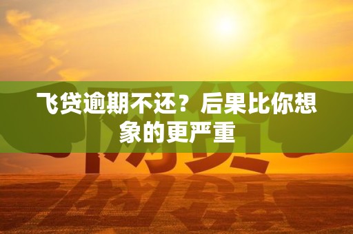 飞贷逾期不还?后果比你想象的更严重