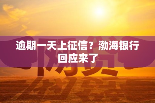 逾期一天上征信?渤海银行回应来了