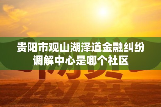 贵阳市观山湖泽道金融纠纷调解中心是哪个社区
