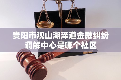 贵阳市观山湖泽道金融纠纷调解中心是哪个社区