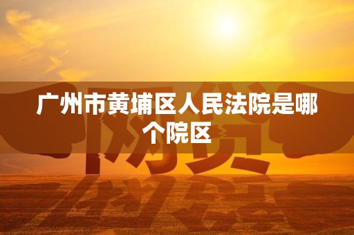 广州市黄埔区人民法院是哪个院区