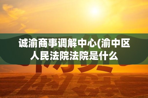 诚渝商事调解中心(渝中区人民法院法院是什么